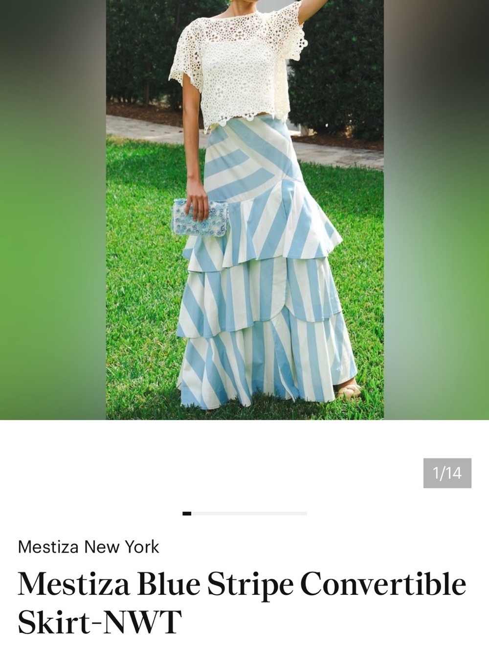 Mestiza Blue Stripe Convertible Skirt-NWT